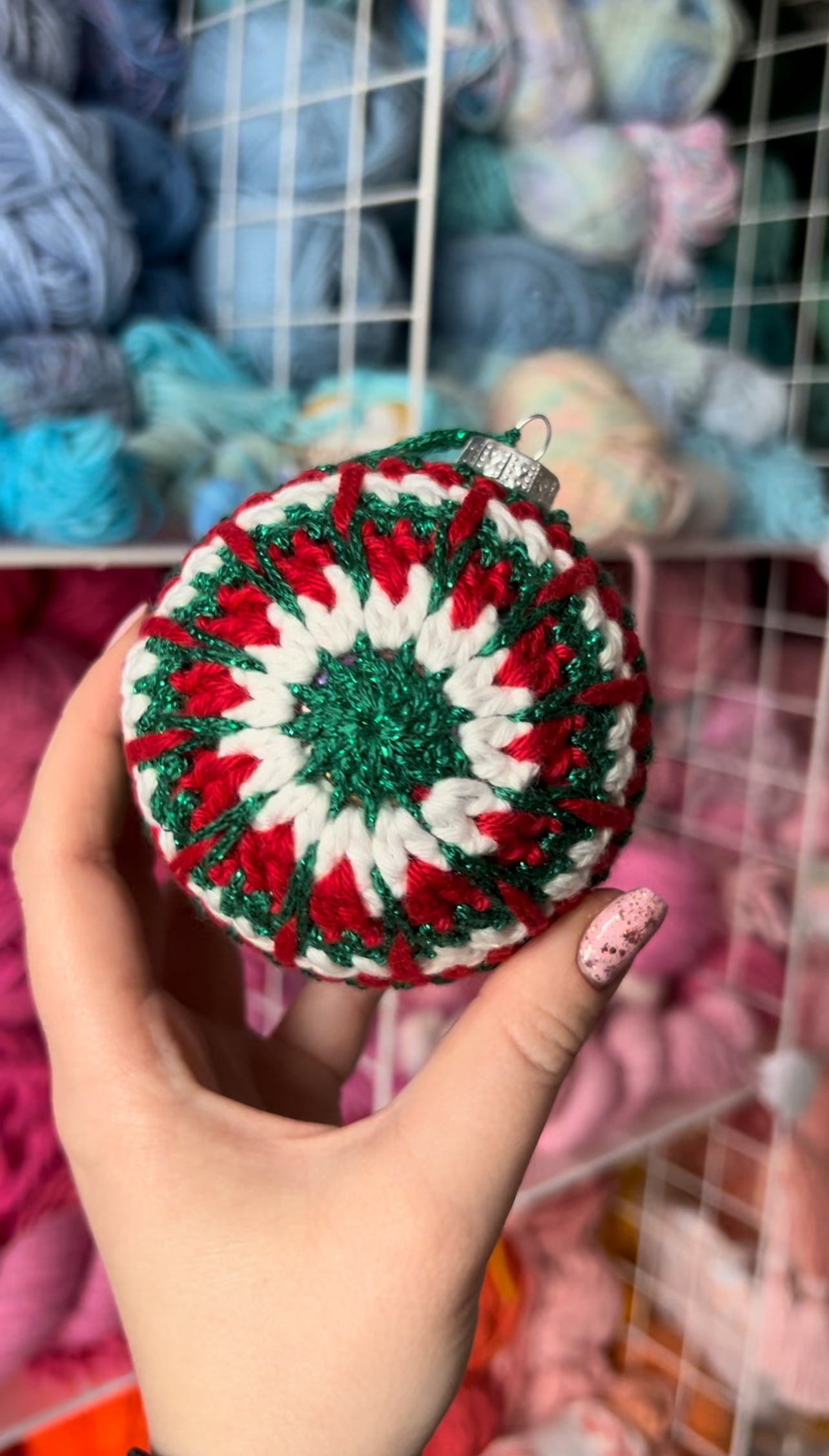 Traditional Sparkle Christmas Crochet Bauble