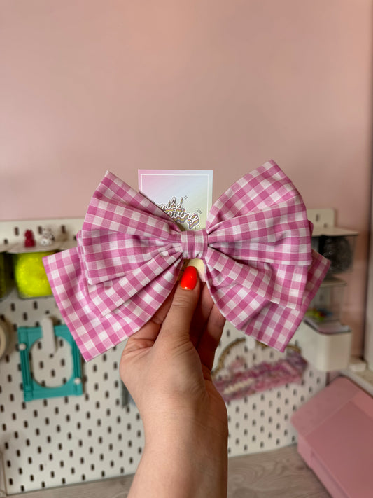 Large Pink Gingham Bow