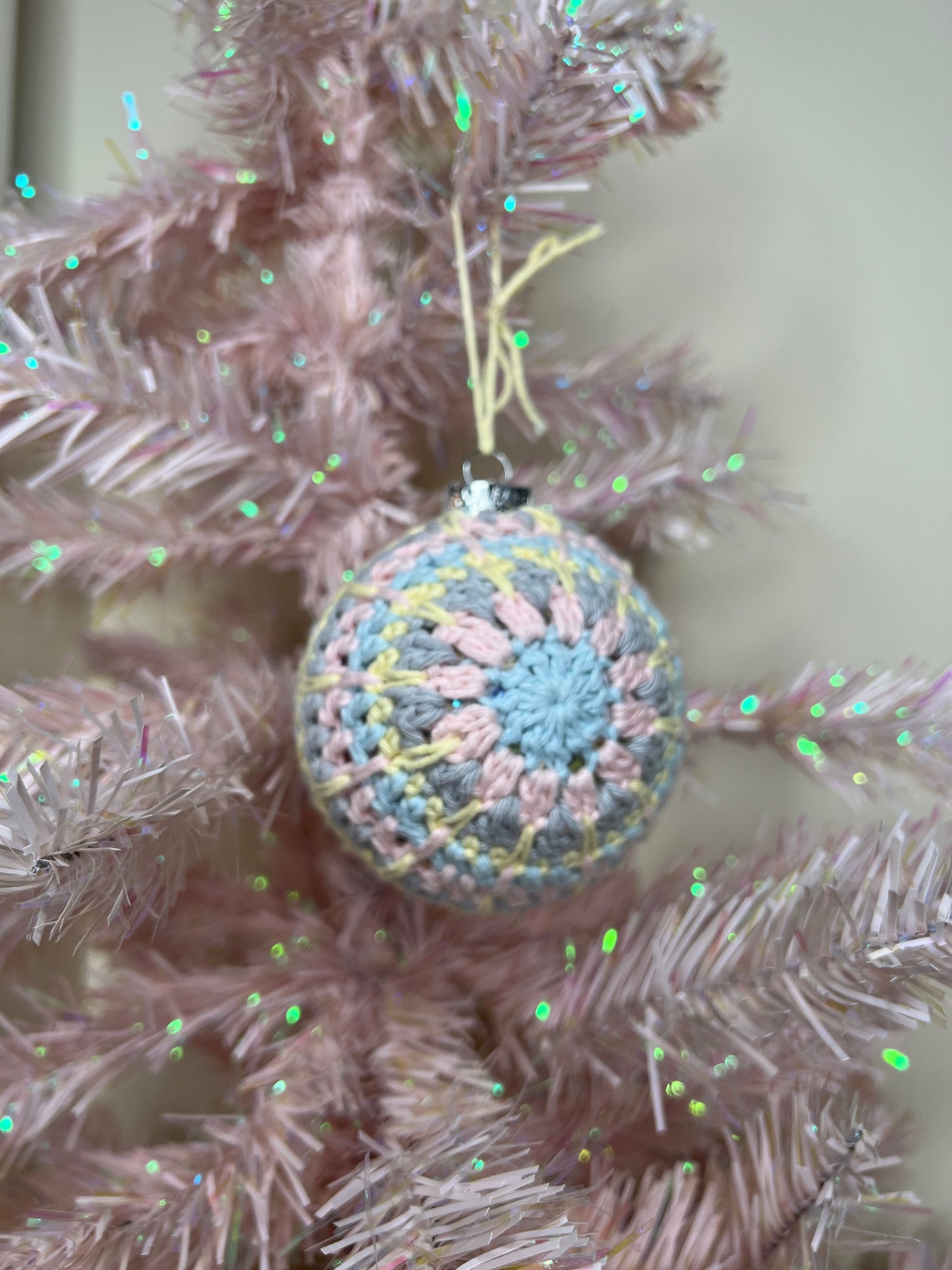 Pastel Christmas Crochet Bauble