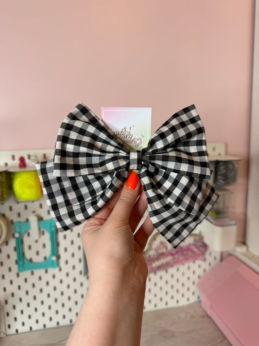 Large Black Gingham Bow