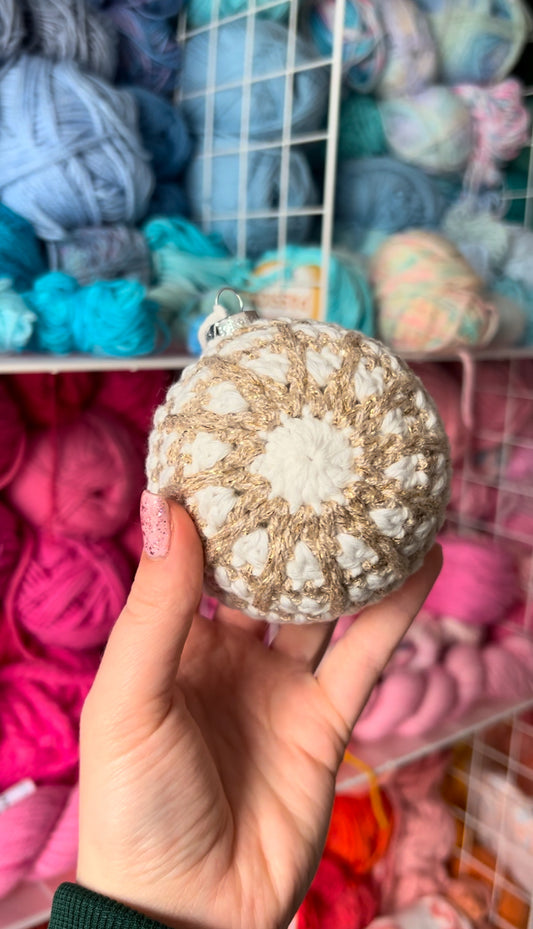 Natural Sparkle Christmas Crochet Bauble