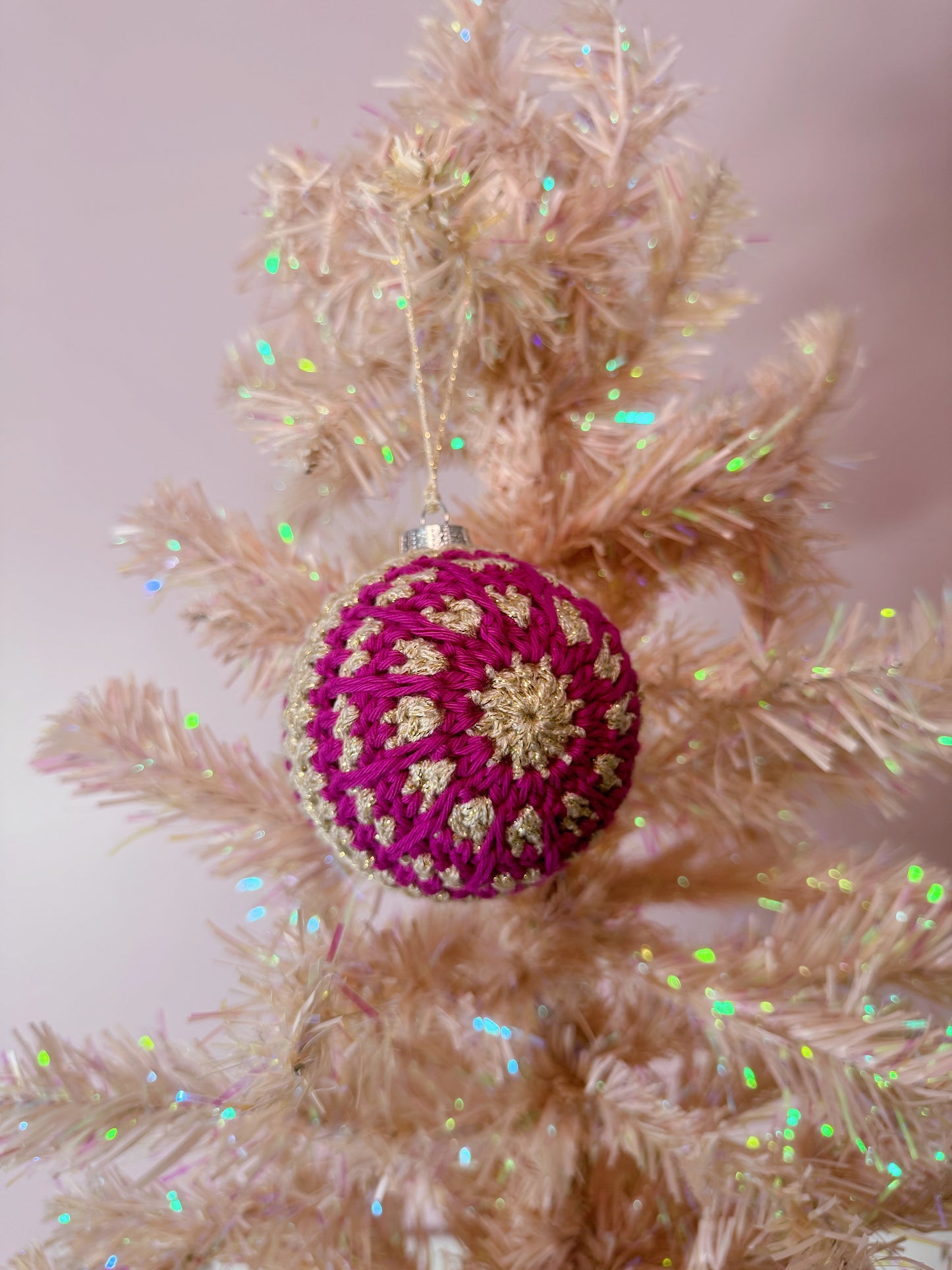 Maroon Shimmer Christmas Crochet Bauble