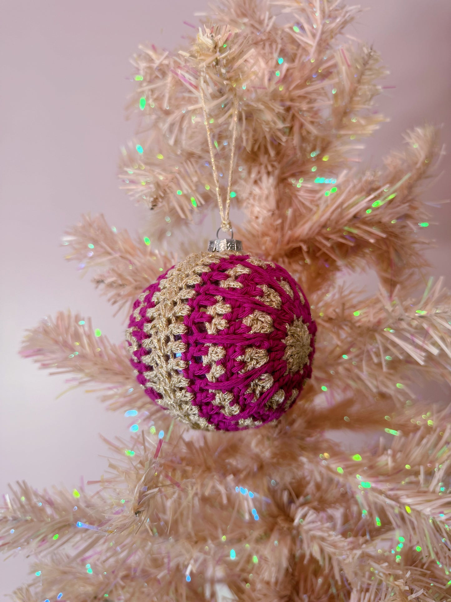 Maroon Shimmer Christmas Crochet Bauble