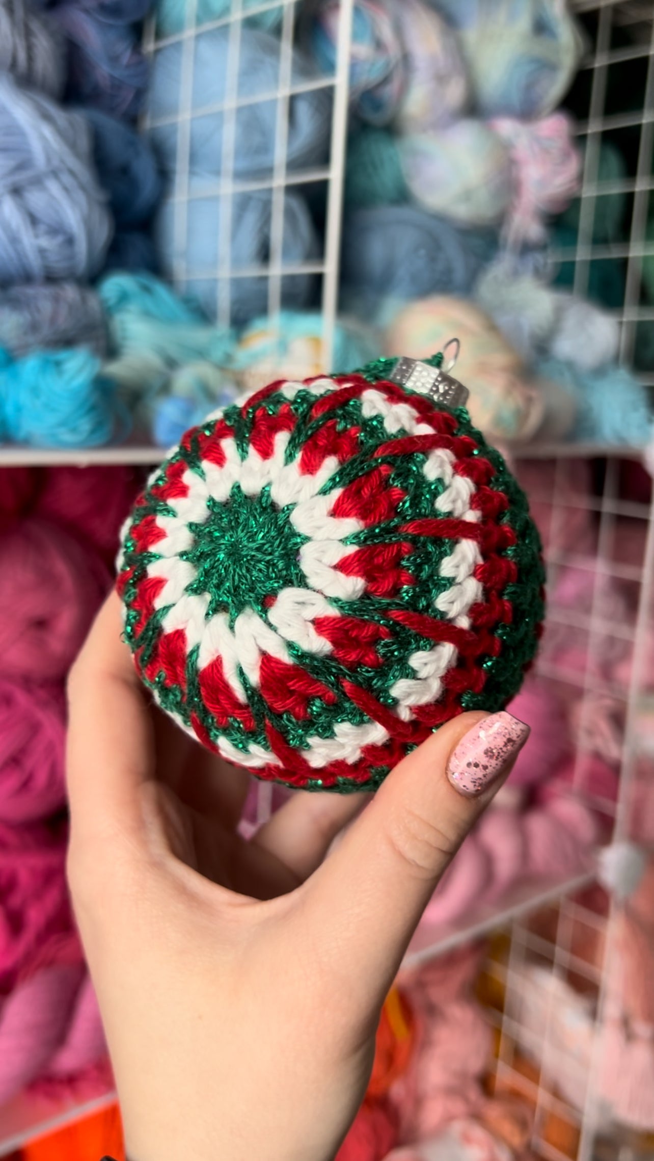 Traditional Sparkle Christmas Crochet Bauble