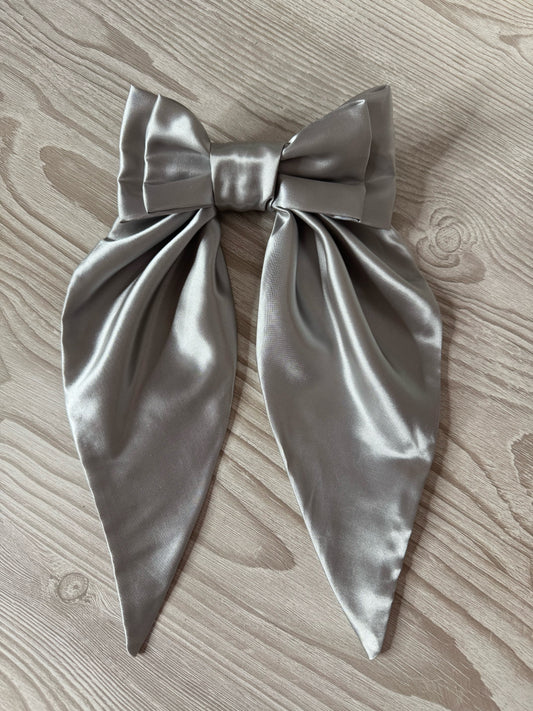 Extra Large Silver Silky Bow