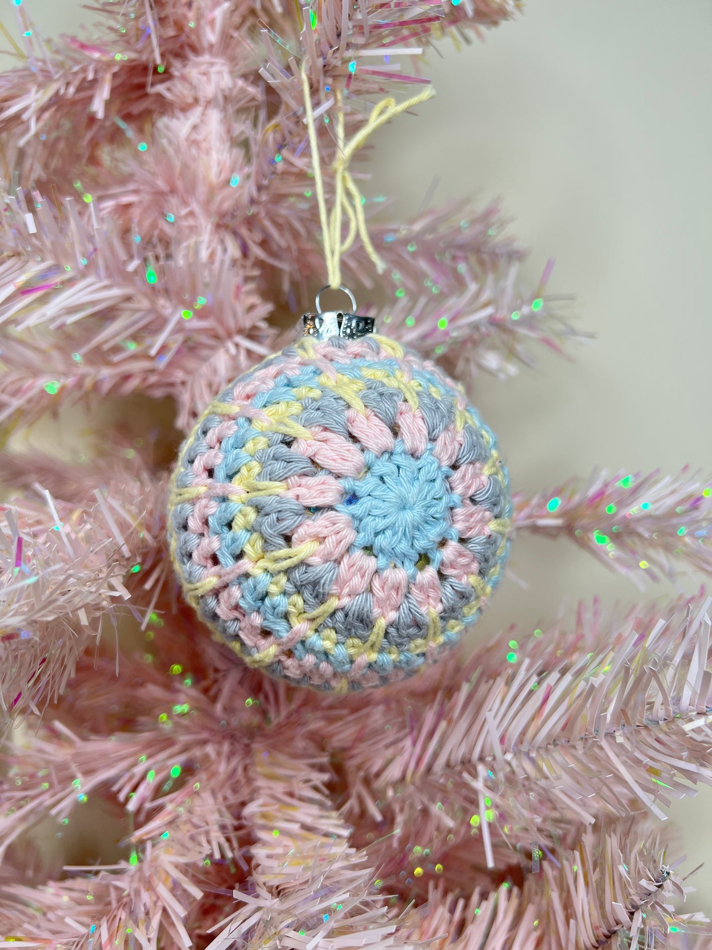 Pastel Christmas Crochet Bauble